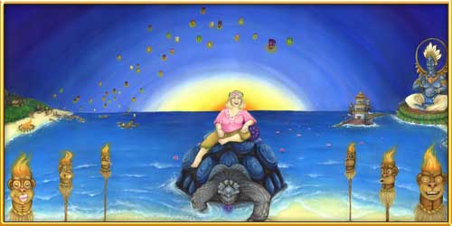 This was probably my most jolly Soul painting I have had to do. The energy was all about the message of taking life easy as the owner is in a time of her life when everything is coming in and she is allowed to see that life can be lived at the pace of a tortoise with many moments of celebration. Absorb all life's beauty and spirituality. - completed in January 2013