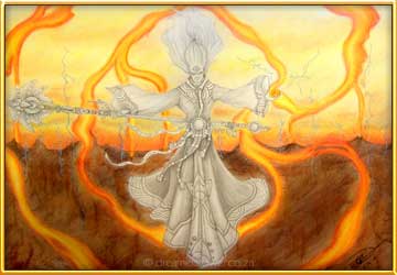 This alchemist stands suspended in timelessness yet taking the lava and using it to create the world of his choice. Alchemy in action and J&acirc;n&eacute;e had to face up to her strength as a soul alchemist even though this was a challenging journey for her at that time. - completed in July 2007