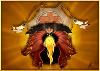 The Shaman pulls the new born Phoenix out of the void and embraces the change that it will inevitably bring into her life. - completed in August 2009