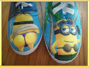 These delightful shoes were crafted (or rather painted) by my son and they depict my cheeky energy. Excuse the pun. lol. Please go to his website to see just how many amazing shoes he is now painting. - completed in December 2015